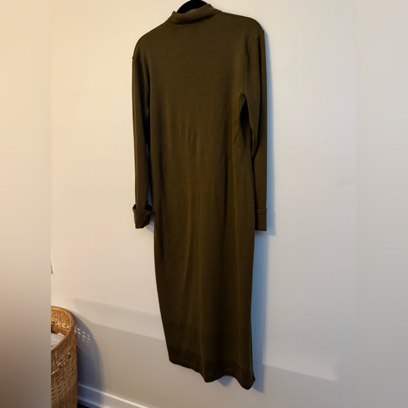Kasper Dark Olive Long Sleeve Midi Dress - Picture 4 of 4